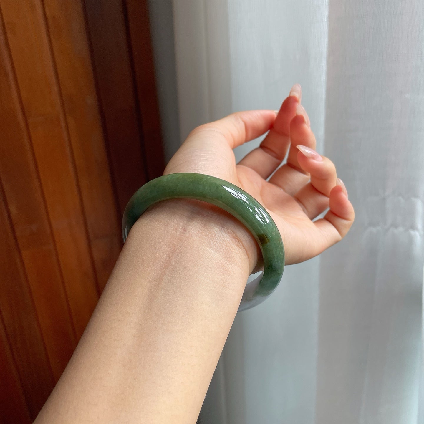 细糯种半山半水翡翠平安镯（59mm）