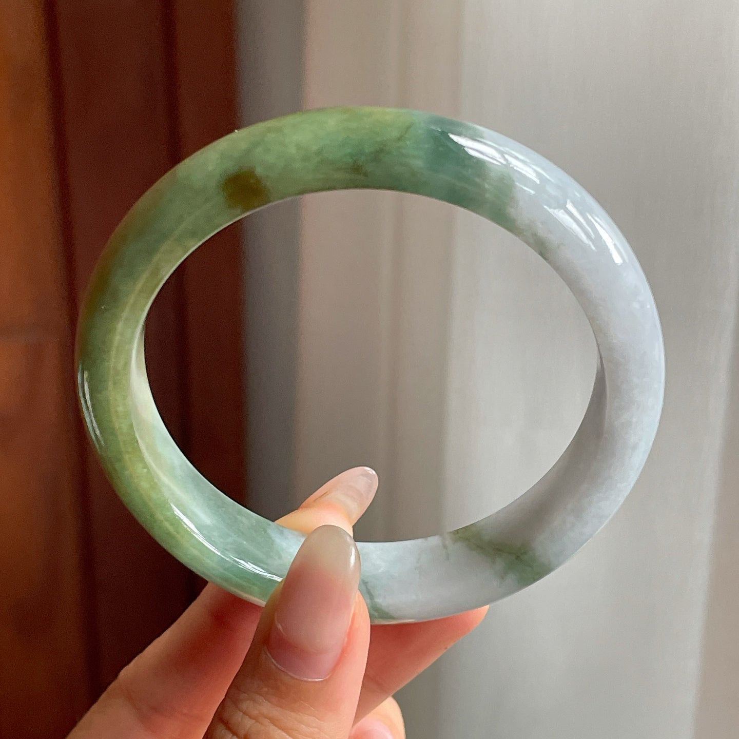 细糯种半山半水翡翠平安镯（59mm）