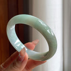 糯种黄加绿翡翠平安镯（58.5mm）