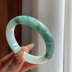 糯种飘花翡翠平安镯（55.6mm）