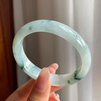 糯冰种飘花翡翠贵妃平安镯（53mm）