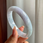 糯冰种淡紫底翡翠平安镯（58mm）