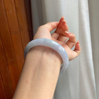 糯冰种淡紫底翡翠平安镯（58mm）