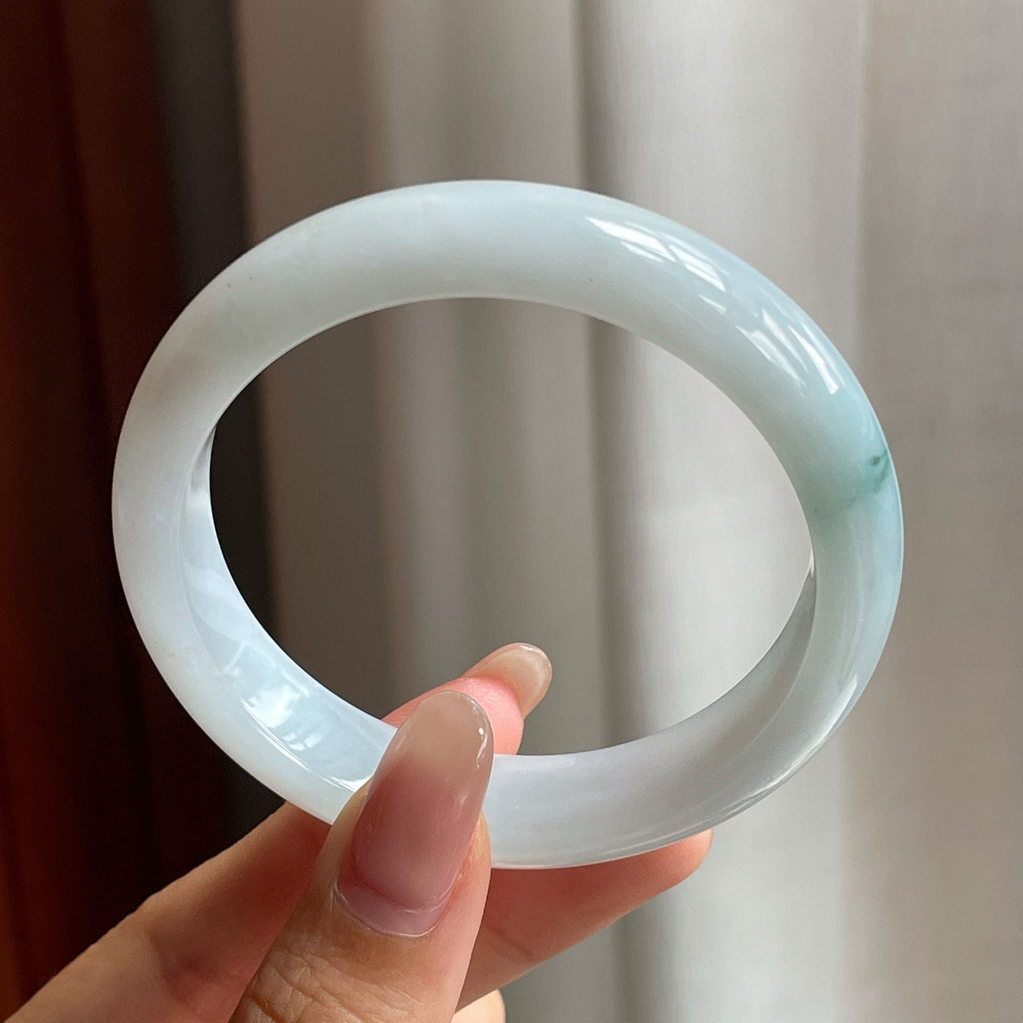糯冰种飘花翡翠平安镯（52mm）