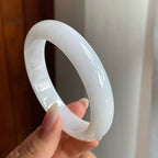 糯冰种淡春翡翠平安镯（55mm）