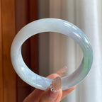 糯冰淡紫底飘色翡翠平安镯（62.2mm）