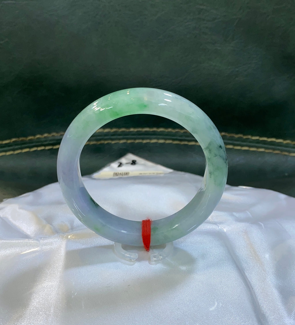 细糯春彩翡翠平安镯｜ 编号：23080718-47004 具体尺寸:55.4-12-9（wg0040231）