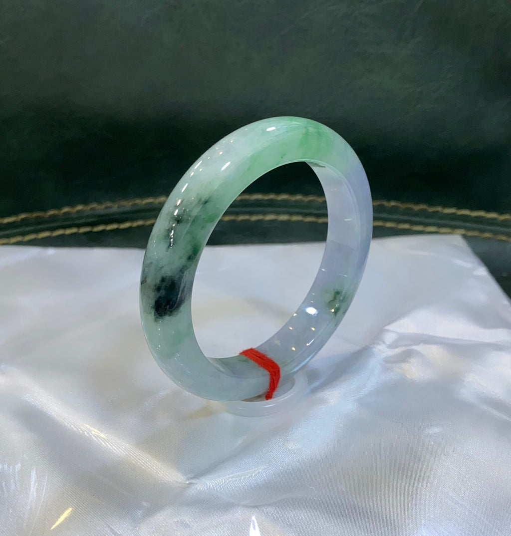 细糯春彩翡翠平安镯｜ 编号：23080718-47004 具体尺寸:55.4-12-9（wg0040231）