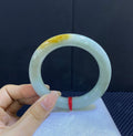 细糯晴底洒金翡翠圆条 编号：23081408-8005 具体尺寸：54.5-9.9-10.2（wg0043053）