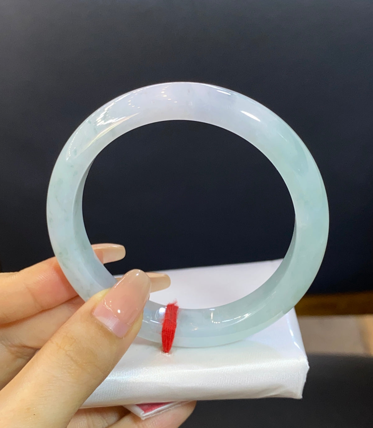 细糯春彩翡翠平安镯57-58 | 编号：23062403-2001 具体尺寸：57.8-11.7-8.2（wg0067428）