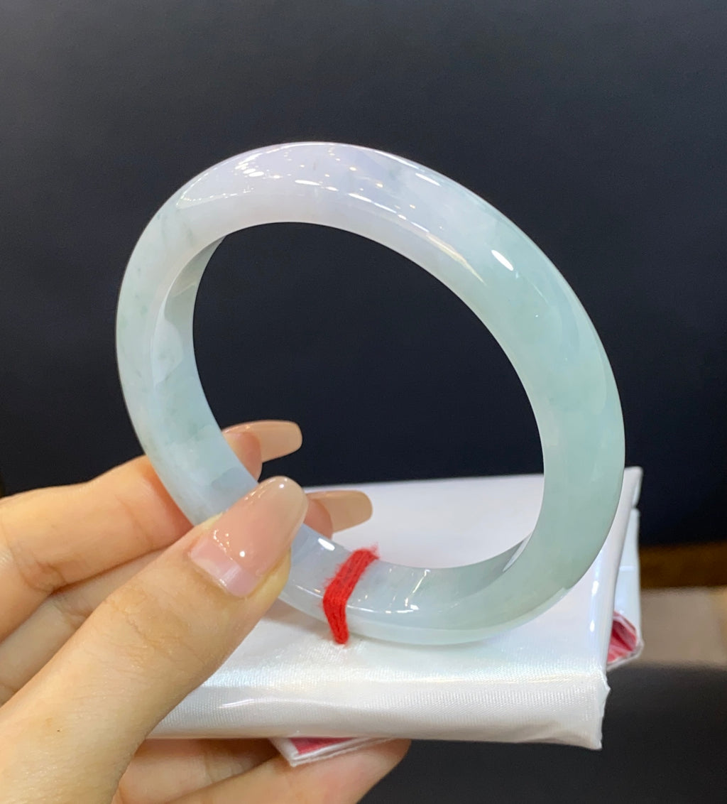 细糯春彩翡翠平安镯57-58 | 编号：23062403-2001 具体尺寸：57.8-11.7-8.2（wg0067428）