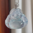 18k金扣冰种蓝紫底翡翠佛公（yc196026）