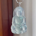 18k金扣冰种带底色翡翠观音（yc193401）