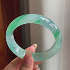 糯冰种春带彩翡翠平安镯（56mm）（yc196574）
