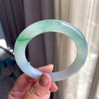 糯冰种飘花淡紫罗兰圆条手镯（62mm）（yc195372）