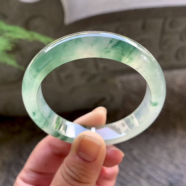 糯冰种飘花平安镯（54.4mm）（yc195346）