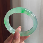 冰种飘绿花翡翠平安镯（54mm）（yc196580）