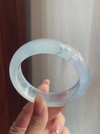 冰玻种飘花翡翠宽版平安镯（59mm）（yc196578）