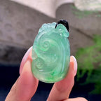 糯冰种晴水飘绿如意吊坠（yc194161）