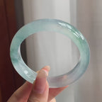冰玻种飘花翡翠平安镯（54mm）（yc196019）