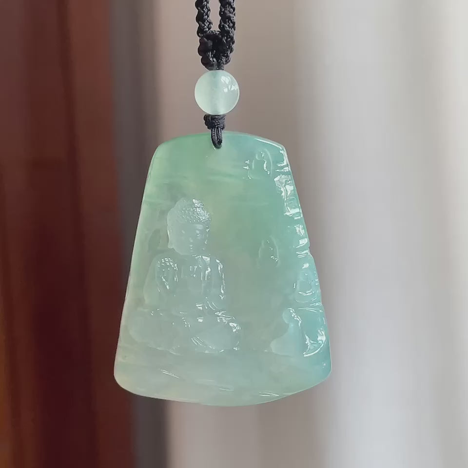 冰种晴底翡翠阿弥陀佛挂件（yc187618）