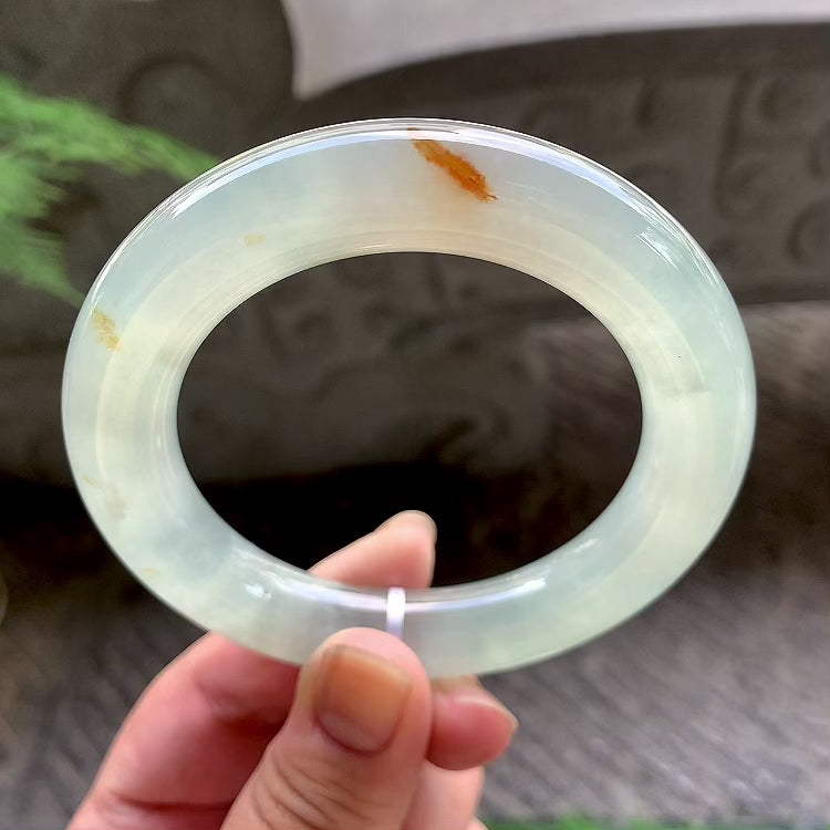 糯冰种飘红翡圆条手镯（57mm）（yc195348）