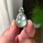 18K金钻镶糯冰种飘花葫芦吊坠（yc194555）